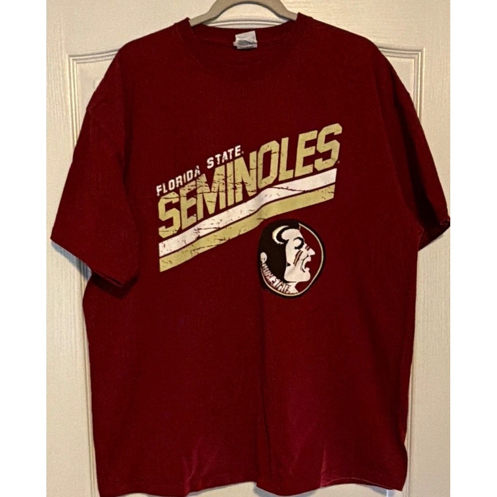 Soffe Florida State Seminoles Men Red Graphic Logo Crew Neck T-Shirt 2XL